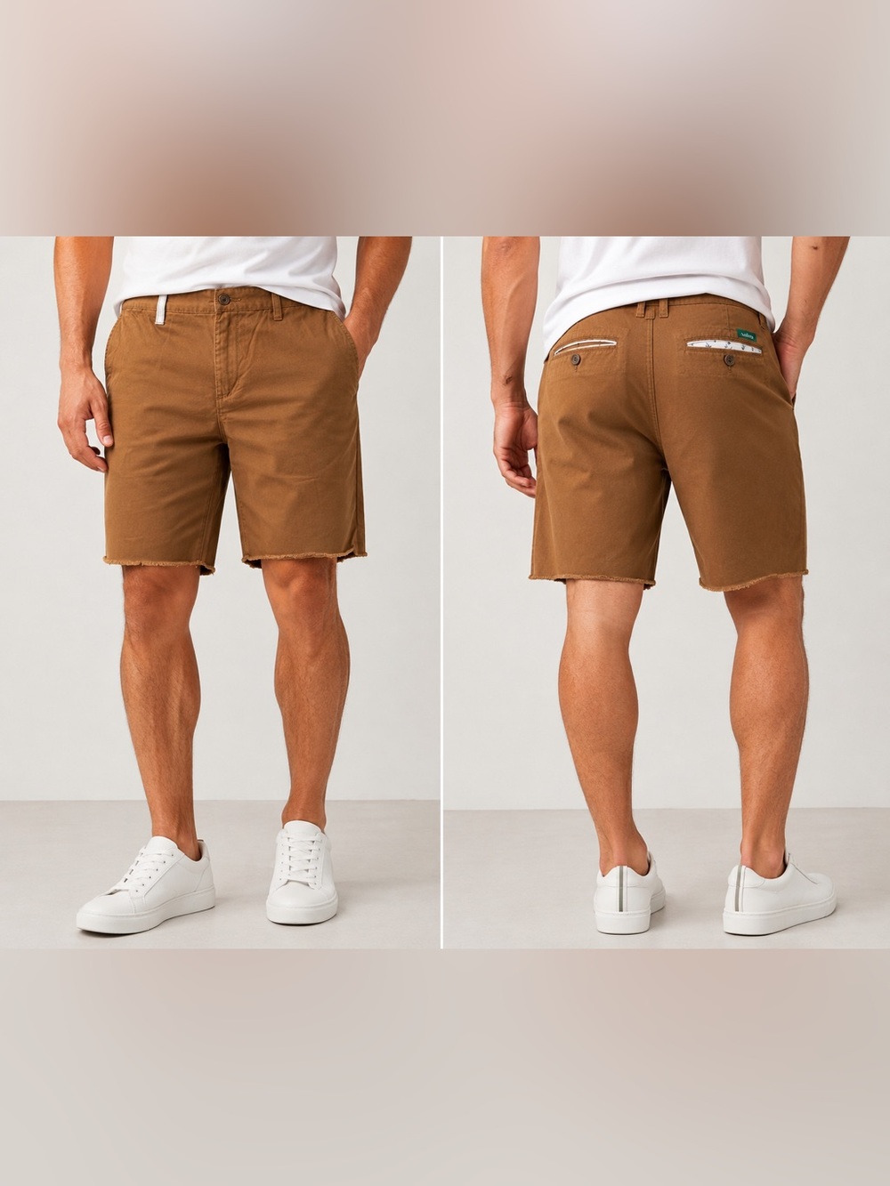 Toddland Mens Shipwreck Brown Chino Shorts Raw Hem Size 34 NWT